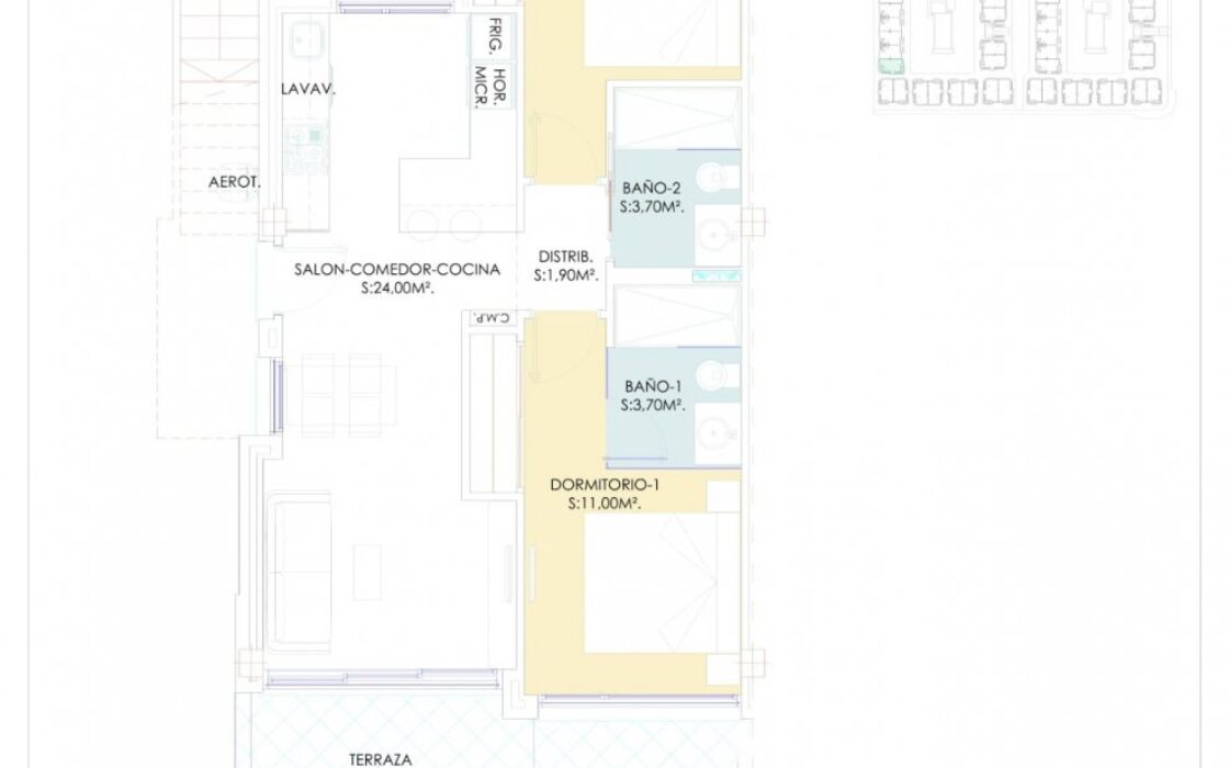 Новые бунгало с террасами в Лос Балконес, Торревьеха