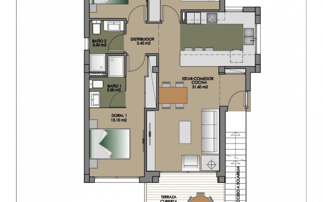 Нові бунгало з терасою в Сан-Мігель-де-Салінас 92 кв.м