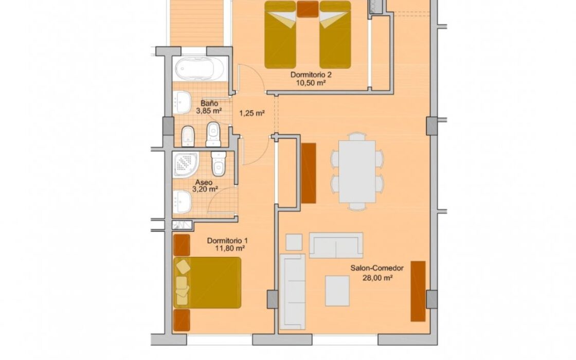 Квартиры с террасой в Сан-Мигель-де-Салинас, 2-3 комнаты