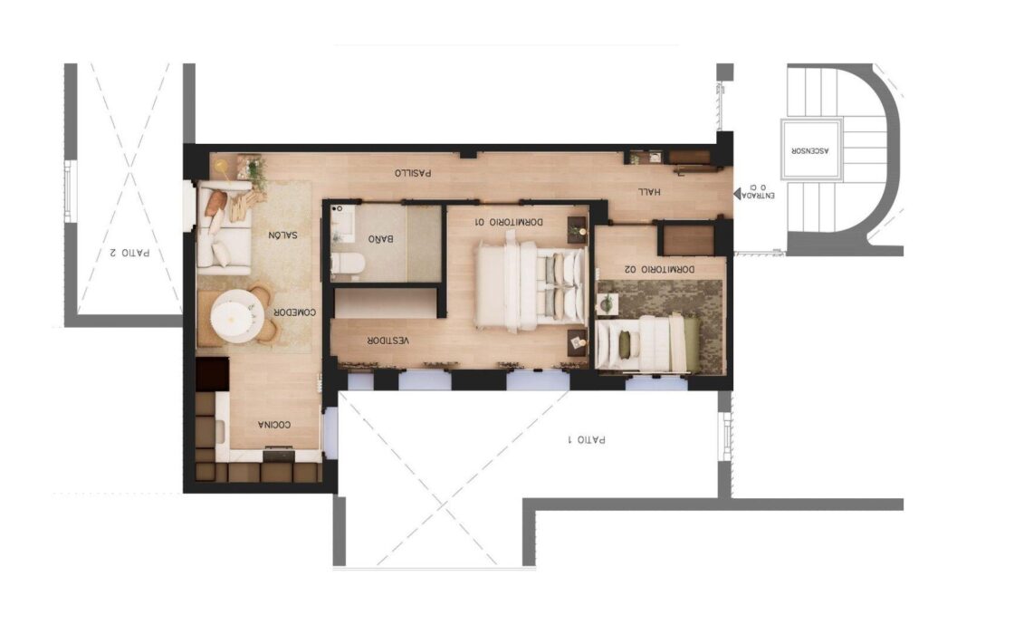 Апартаменты 54 кв.м в Мадриде, 3 комнаты, район Гоя