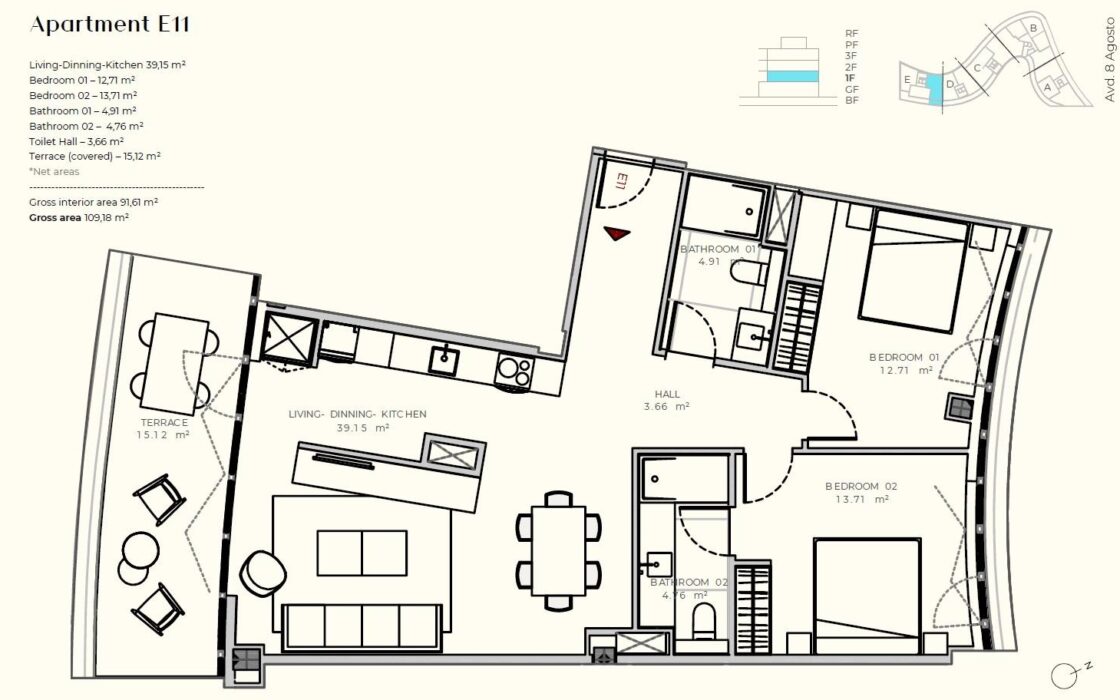 Просторні апартаменти з видом на море в Eivissa 109 кв.м