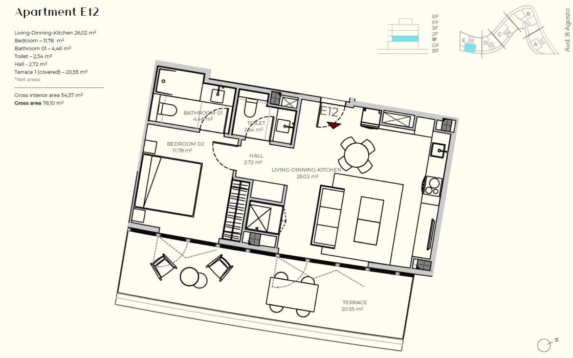 Апартаменты 78 кв.м с террасой и видом на море в Eivissa