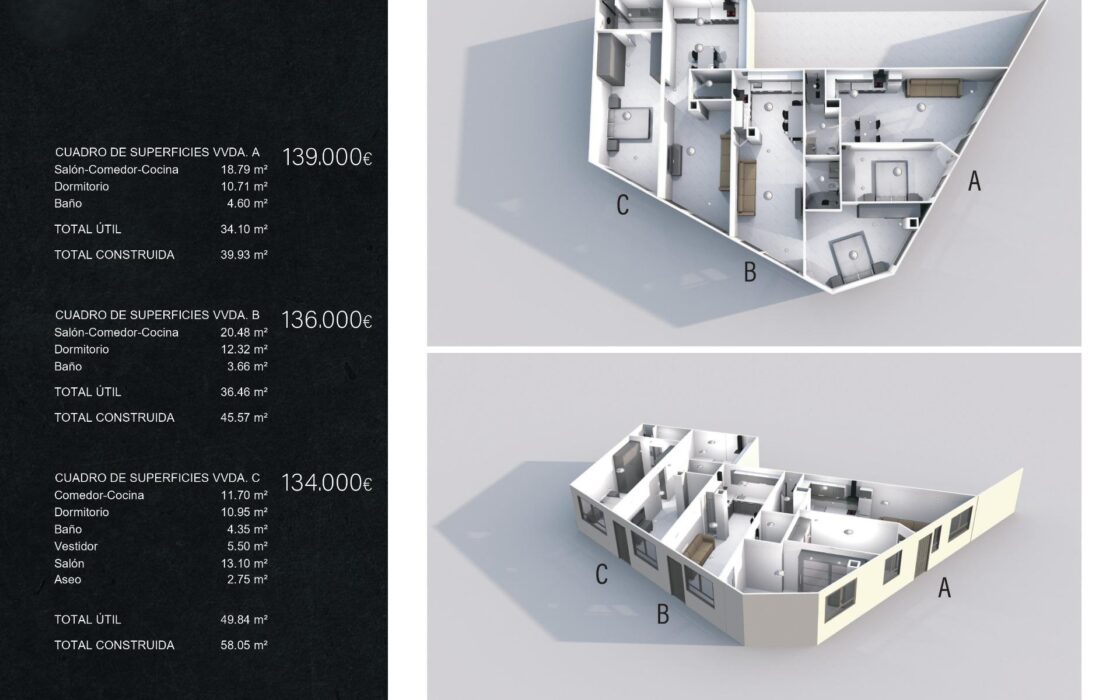 Апартаменты в Торревьехе у моря 45.57 кв.м с 2 комнатами
