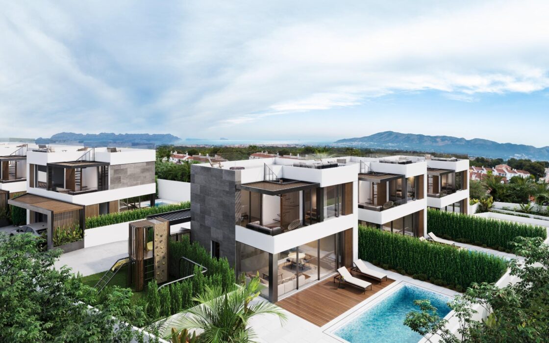 Сучасна вілла в Ла-Нусії з панорамним солярієм та басейном