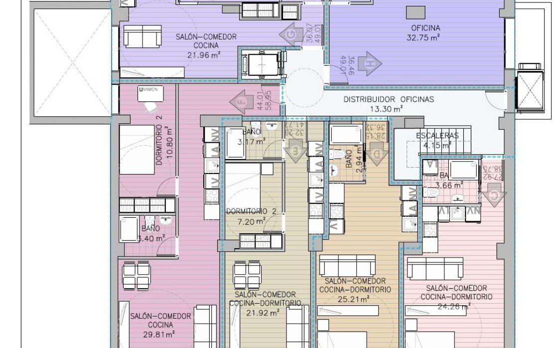 Апартаменты в Мадриде 40 кв.м с 2 комнатами в Nueva España