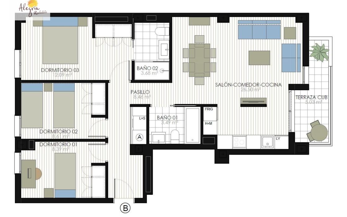 Апартаменти 87 кв.м в Валенсії з терасою та басейном