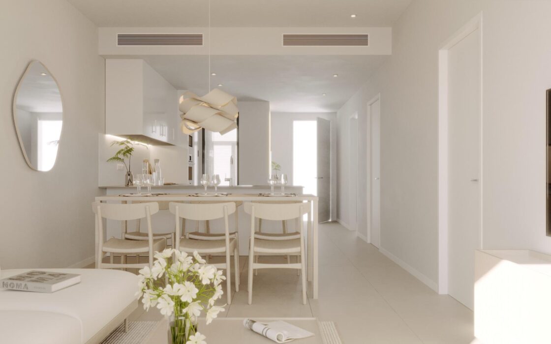 Новые квартиры в Ла-Нусии у моря с террасами и бассейном