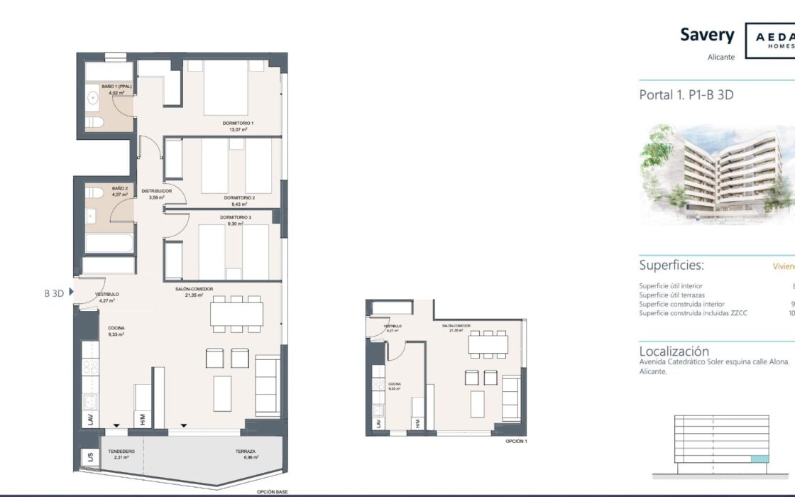 Простора квартира в Alicante з терасою та 3 спальнями