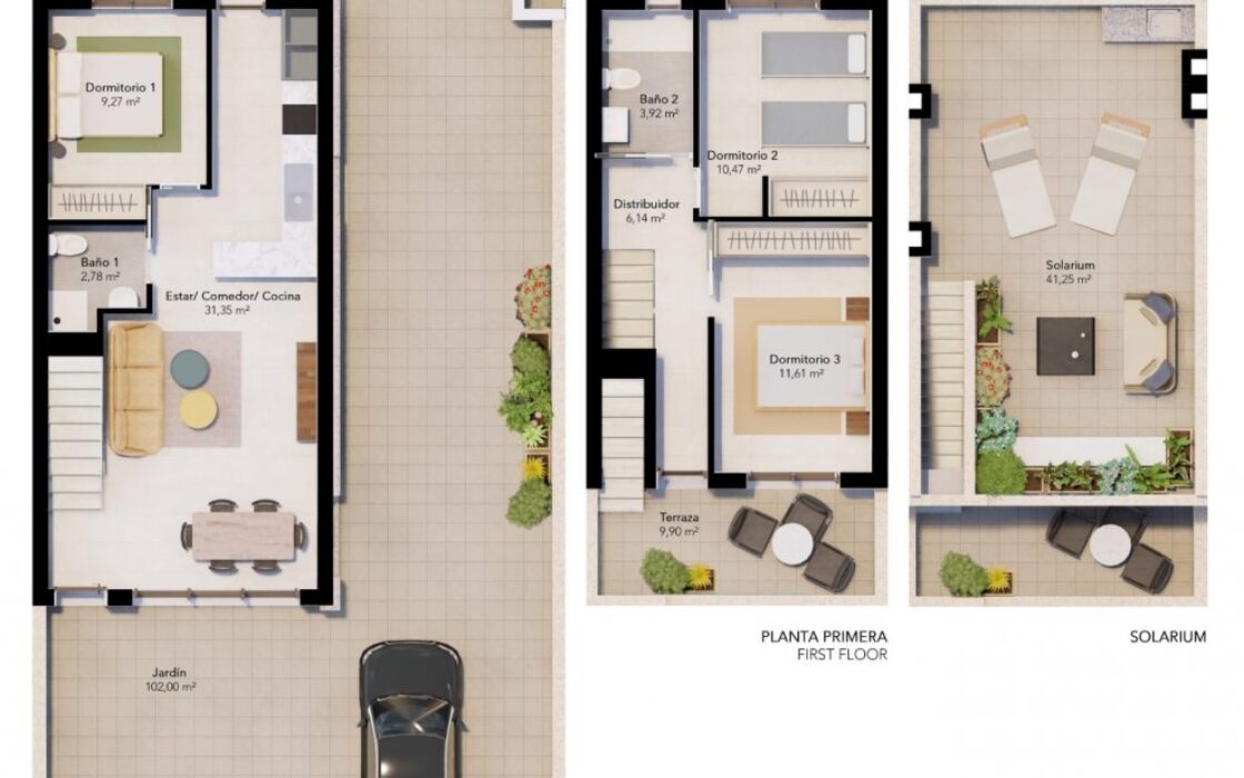 Новые таунхаусы в Пилар-де-ла-Орадада с террасой и бассейном