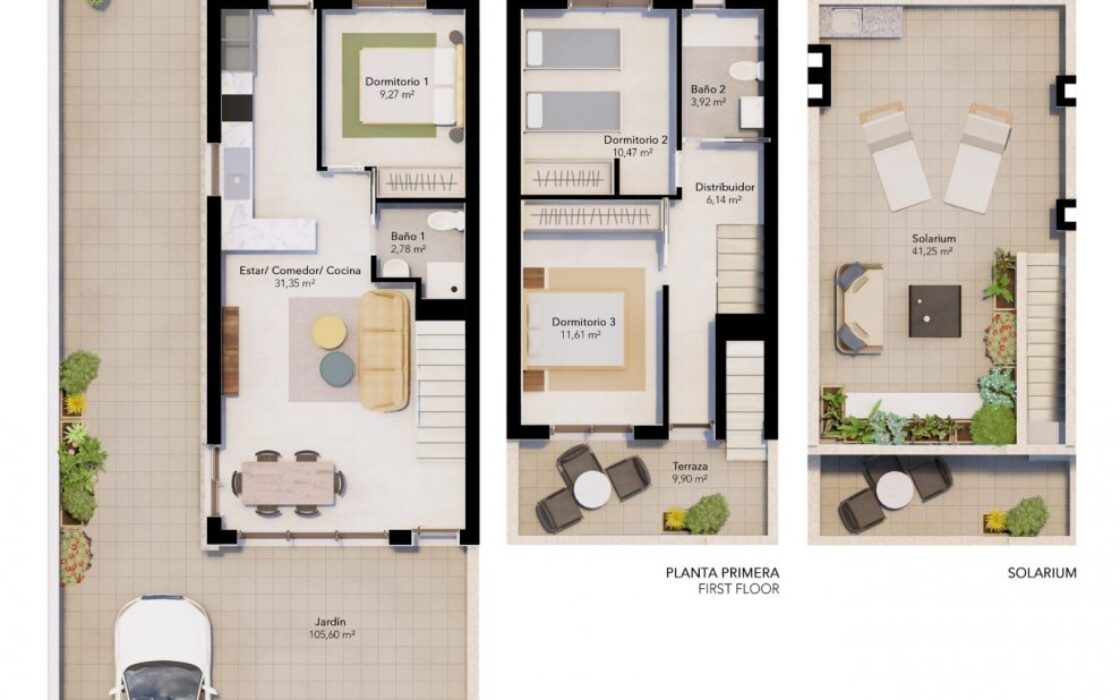 Новые таунхаусы в Пилар-де-ла-Орадада с террасой и бассейном