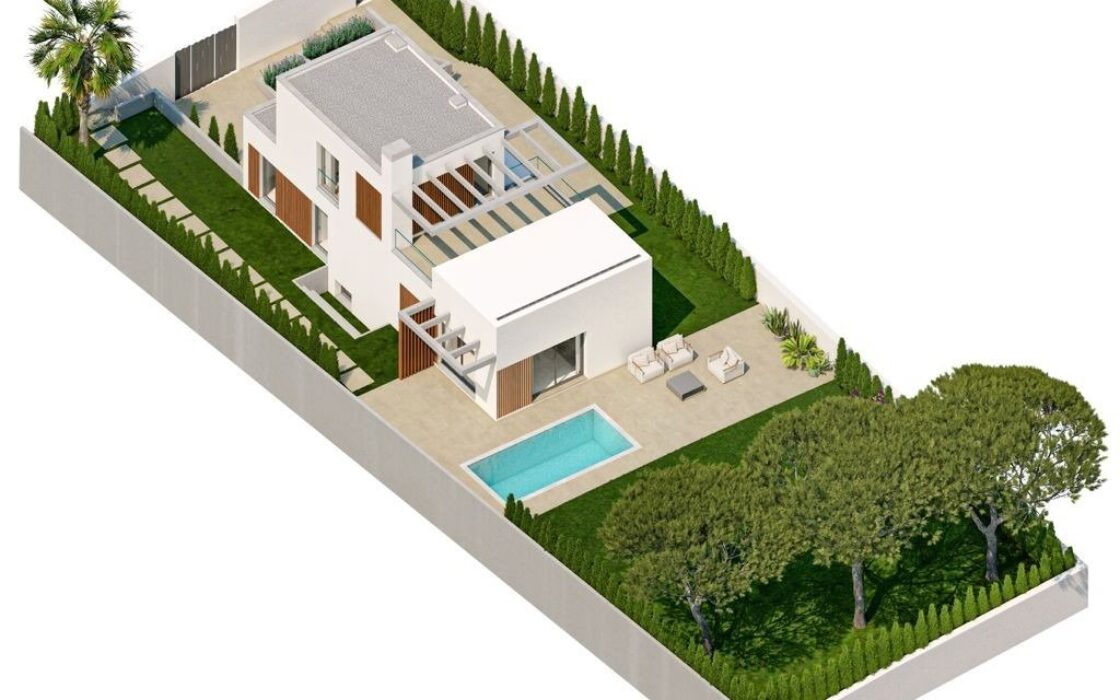 Новые виллы с бассейном в Финестрате 203 кв.м у моря