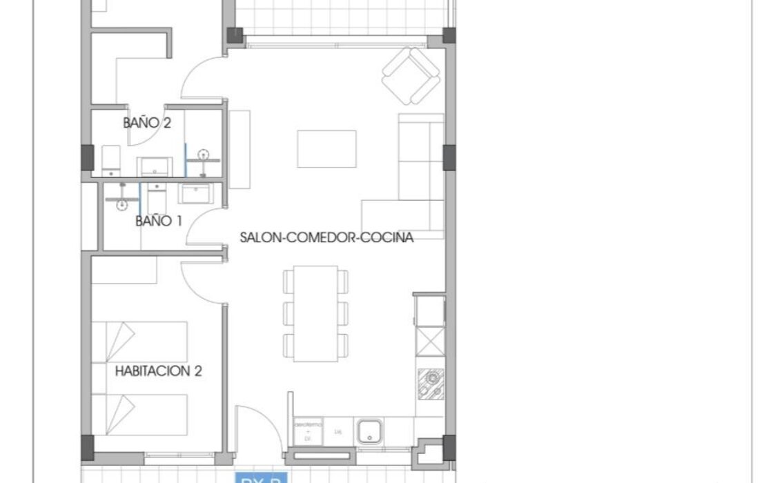 Квартира 2+2 у моря в Cala de Finestrat, 82 кв.м, терраса