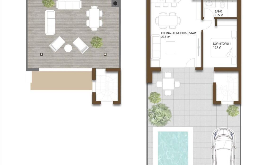 Вилла в Фуэнте-Аламо-де-Мурсия 70 кв.м с террасой и бассейном