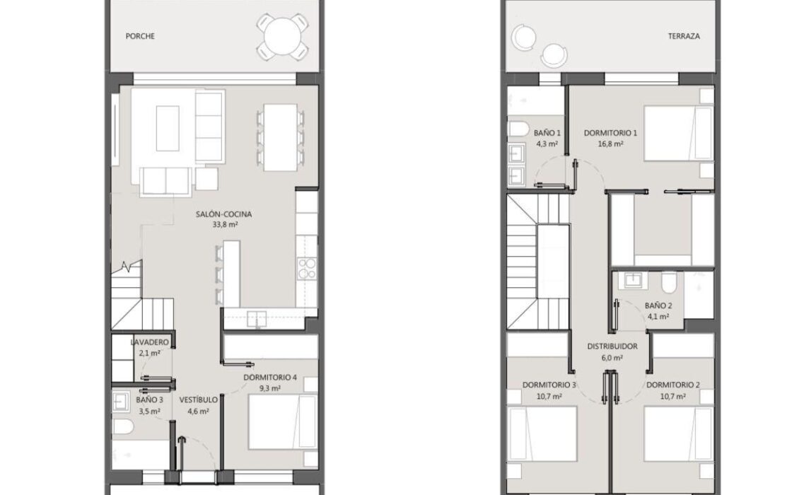 Новые дома с террасами в Сагунто 3-4 спальни до 193 кв.м.