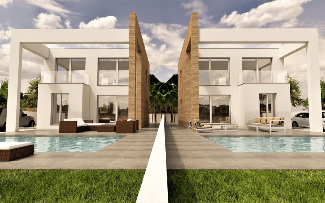 Новые виллы в Торревьехе с бассейном и солярием 238 кв.м.