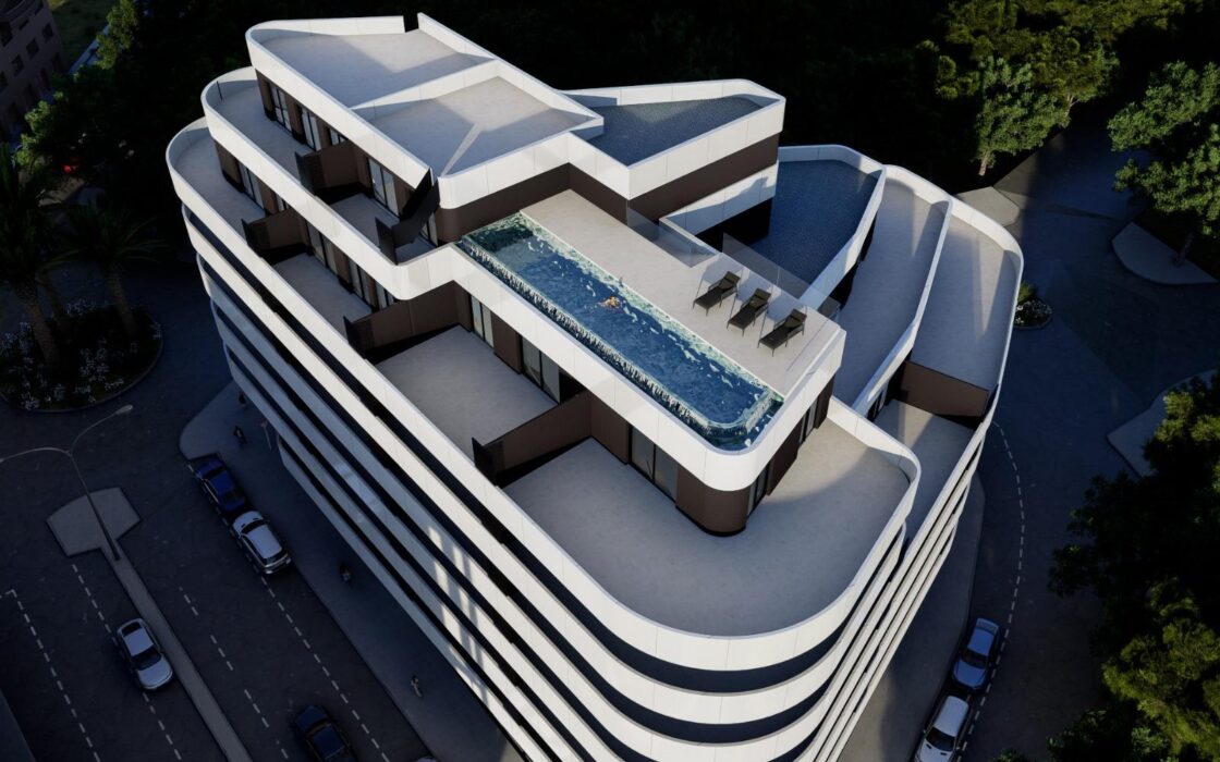 Нові апартаменти в Кальпе 3 кімнати з терасою та басейном