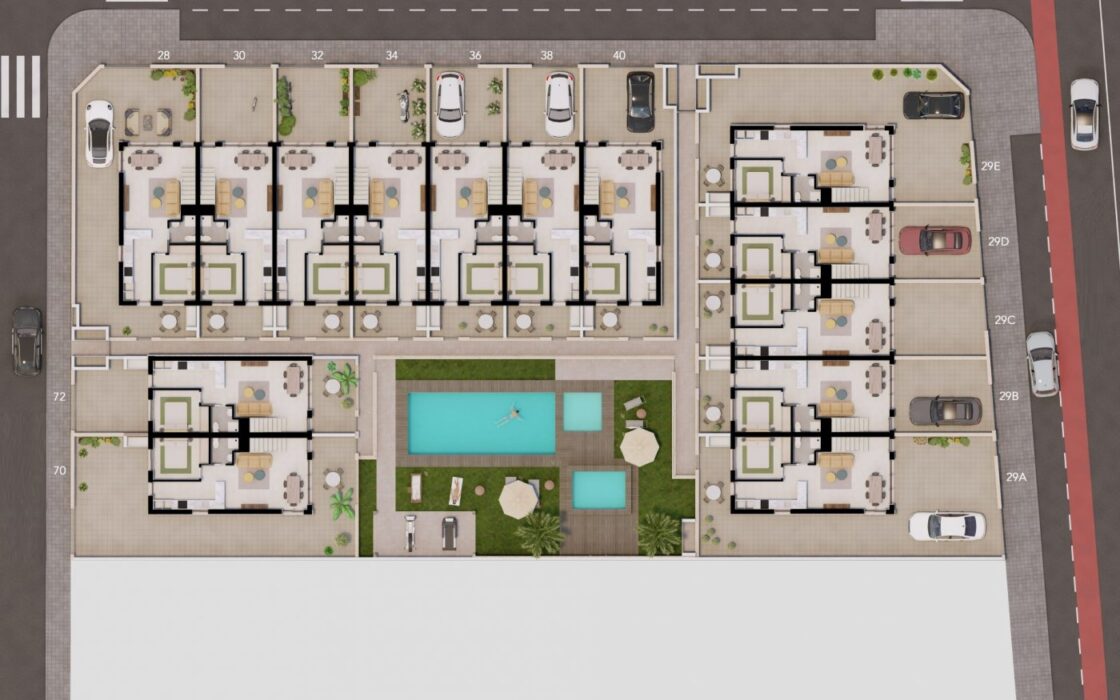 Нові таунхауси в Пилар-де-ла-Орадада з терасою 92 кв.м.