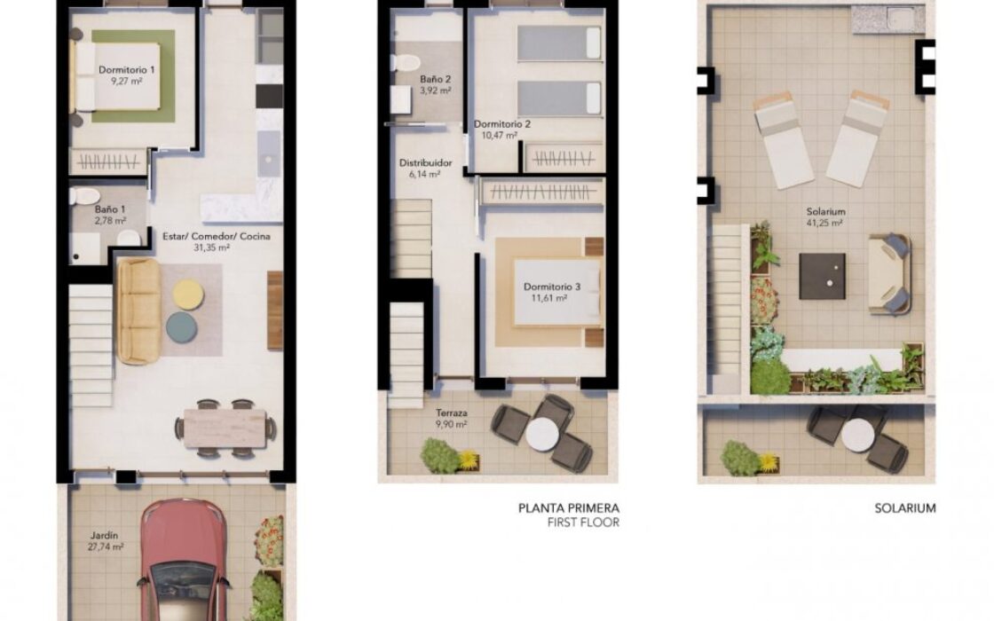 Нові таунхауси в Пилар-де-ла-Орадада з терасою 92 кв.м.