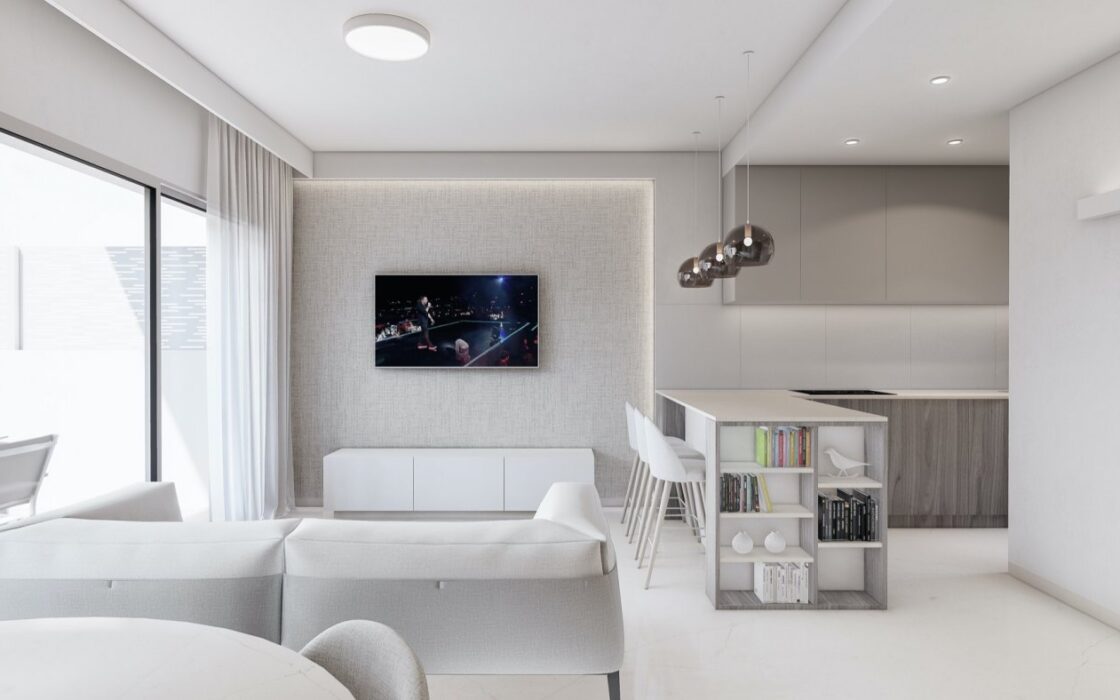 Новые виллы в Вилламартине с террасой и видом на море