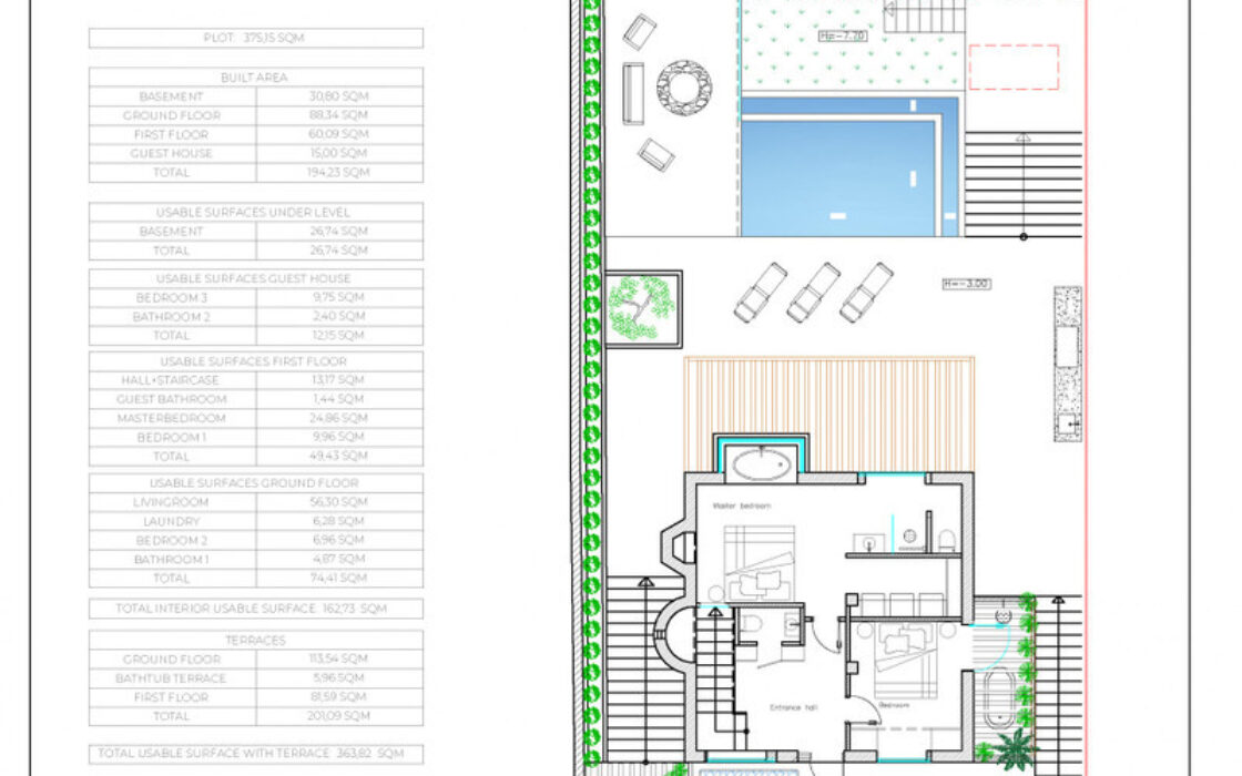 Вілла 6+5 кімнат у Новій Андалусії з терасою біля моря 260 кв.м