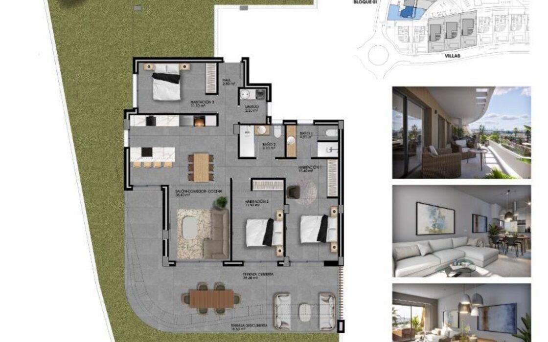 Апартаменти 80 кв.м в Финестрате з терасою біля моря