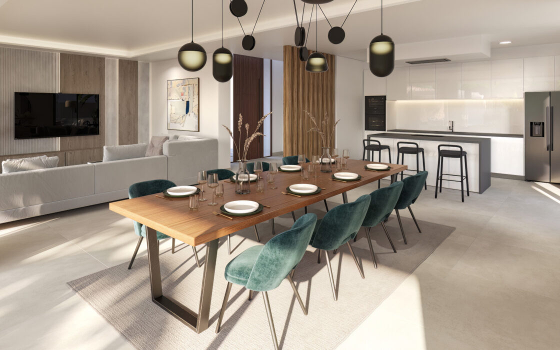 Новые виллы у моря в Михасе с террасой 200 кв.м