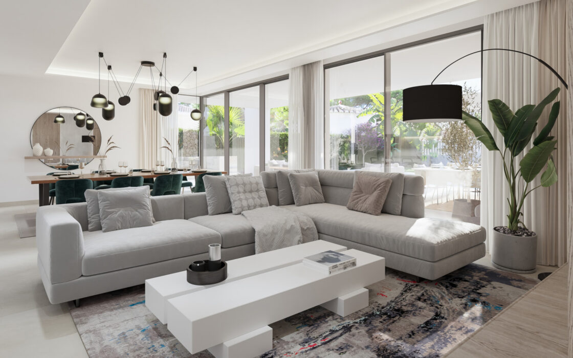 Новые виллы у моря в Михасе с террасой 200 кв.м