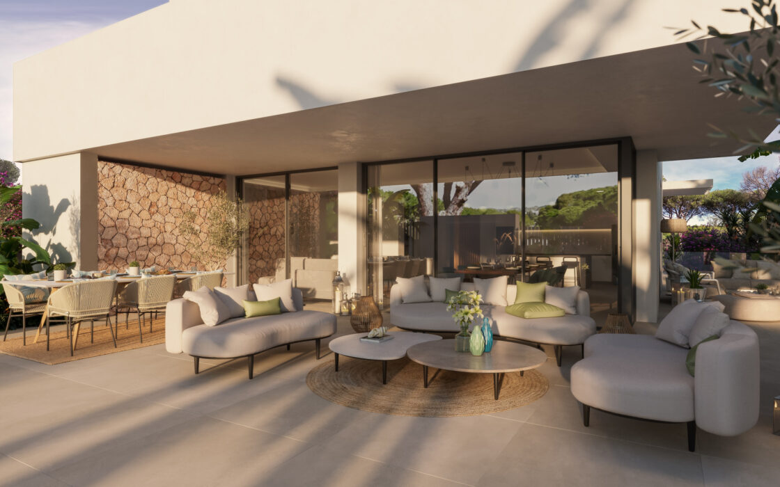 Новые виллы у моря в Михасе с террасой 200 кв.м