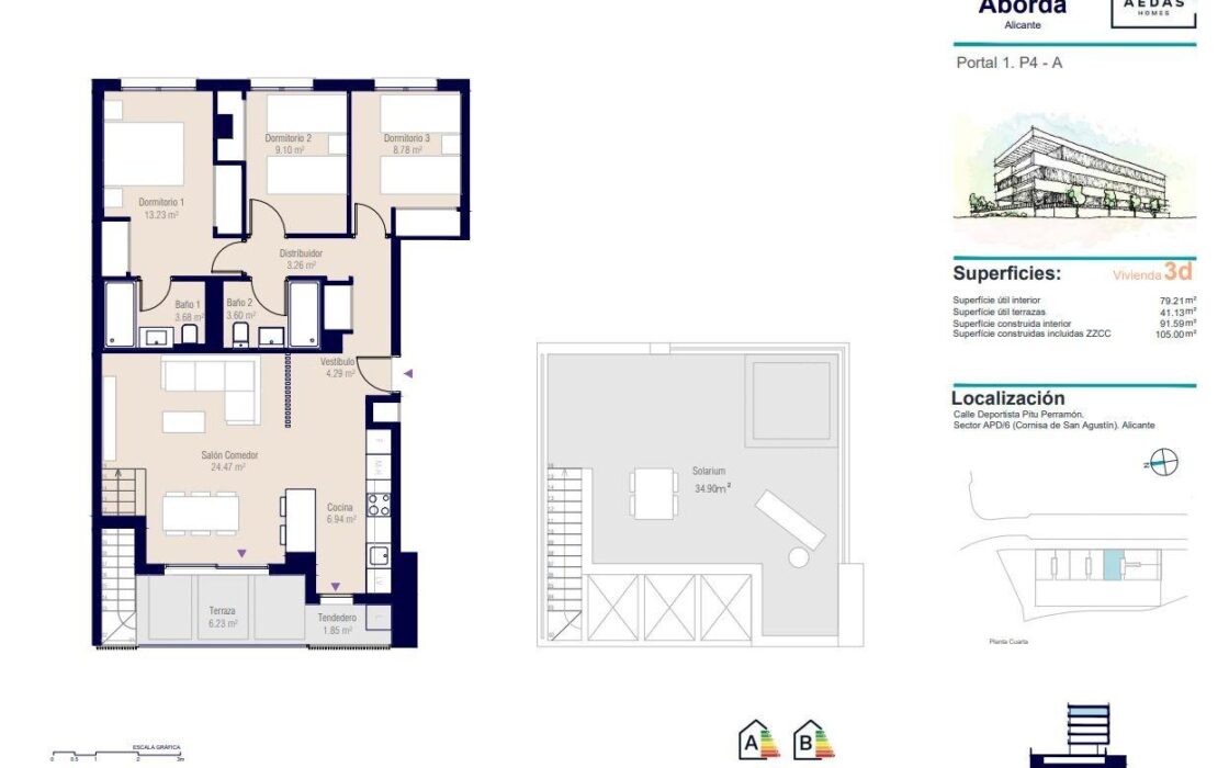 Апартаменти з видом на море в Аліканті 102 кв.м, 4 кімнати