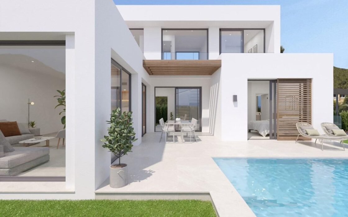 Виллы в Альфас-дель-Пи с бассейном и террасами 227 кв.м