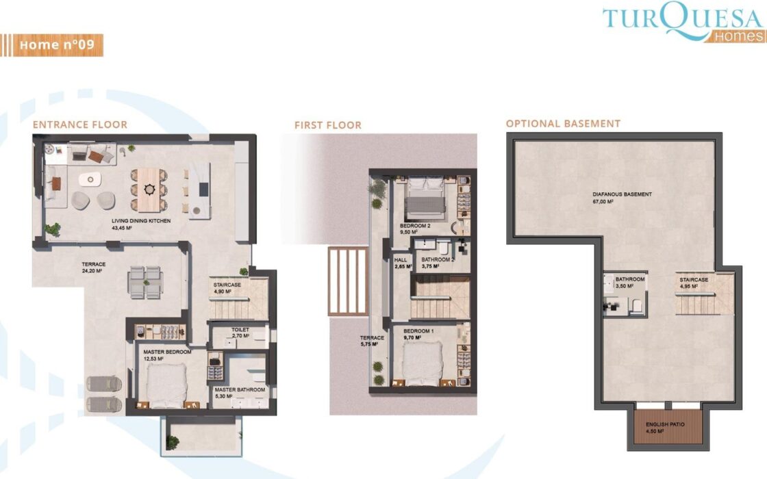 Виллы в Альфас-дель-Пи с бассейном и террасами 227 кв.м