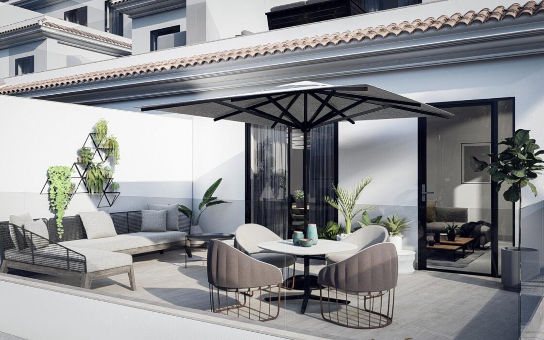 Двухквартирные дома 2 спальни в Мучамеле с террасой