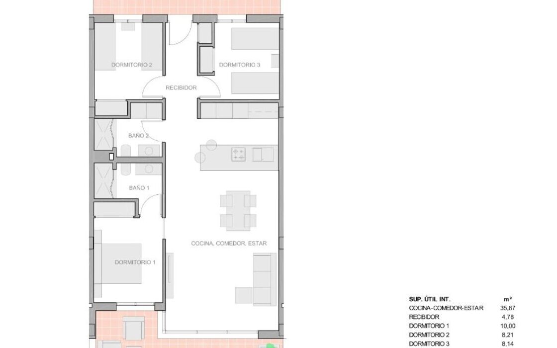 Новый жилой комплекс с террасой в Гвардамар-дель-Сегура