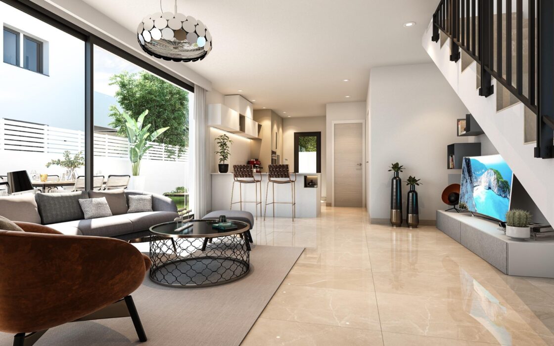 Триповерховий будинок у Денії з басейном та видом на парк Монтго