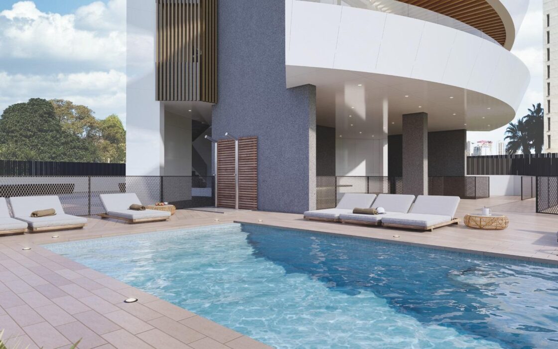 Нові апартаменти в Кальпе з терасою біля моря 126 кв.м.