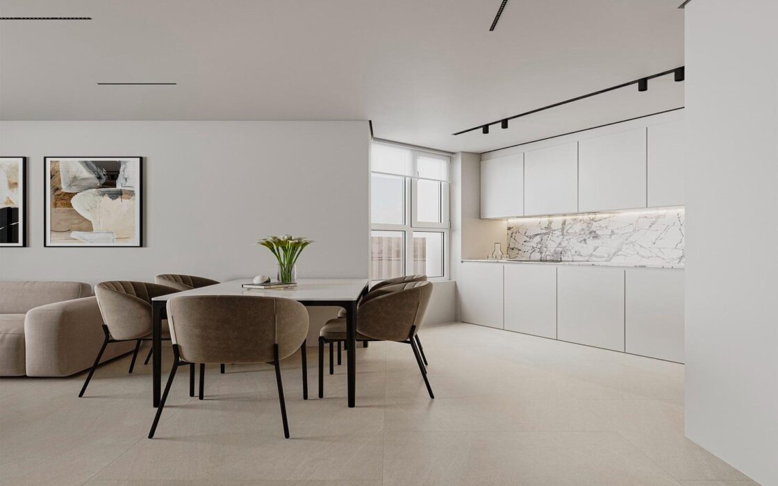 Нові апартаменти в Кальпе з терасою біля моря 126 кв.м.