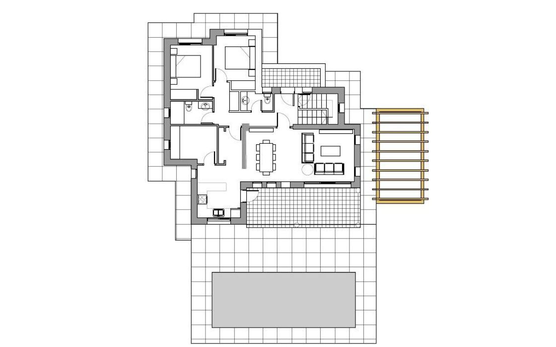 Вілла з басейном в Кальпе 154 кв.м, 4 спальні, тераса