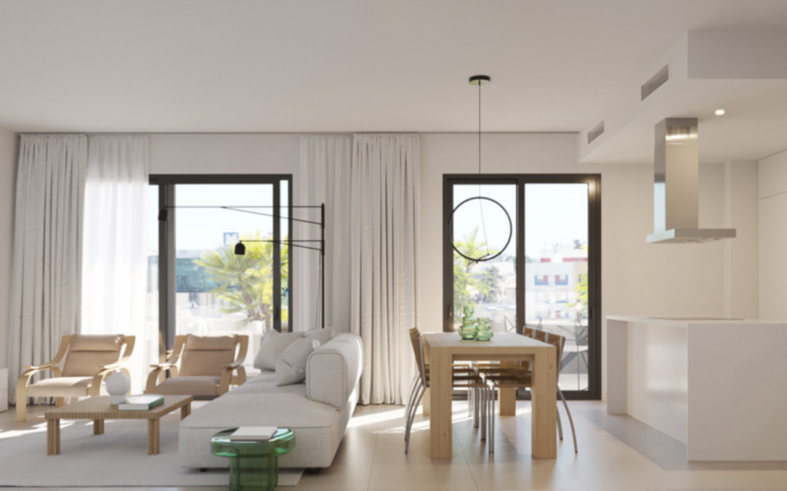 Новые апартаменты с террасой в Михасе, 64 кв.м.