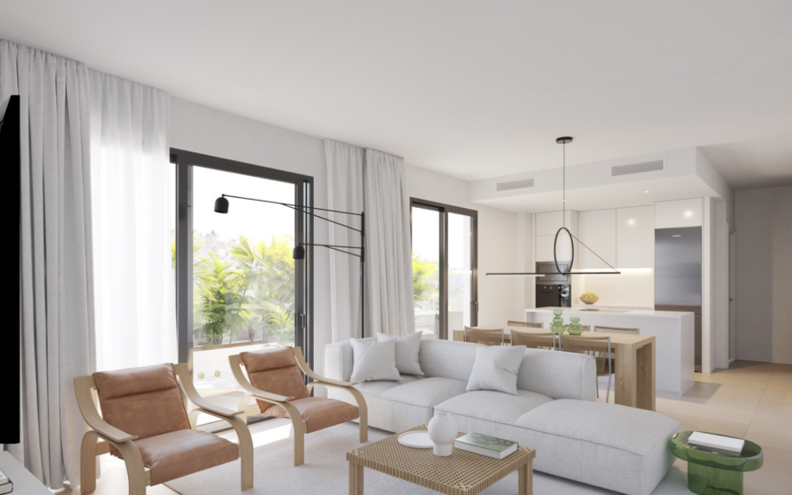 Новые апартаменты в Михасе с террасой 94 кв.м у моря