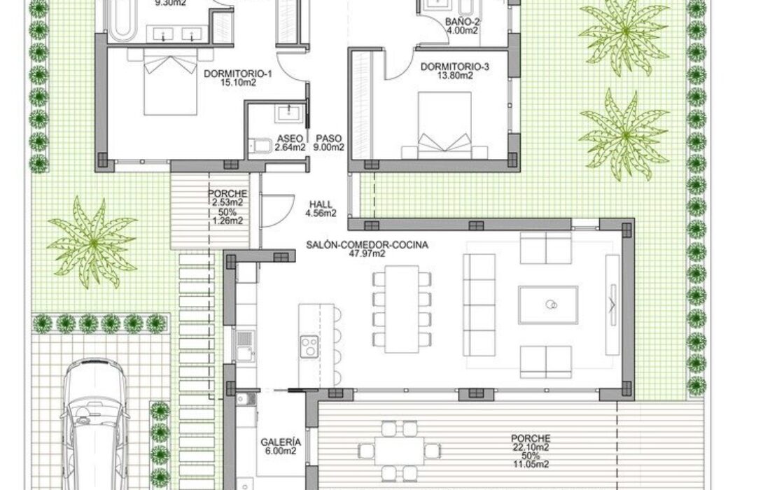 Новые виллы с террасой в Бенихофаре, 3 спальни, 178 кв.м