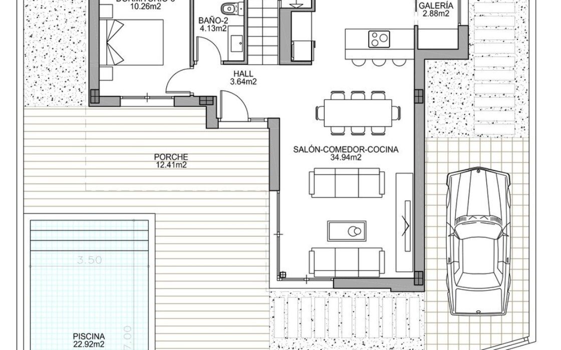 Новые виллы в Бенихофаре с террасой и бассейном 134 кв.м