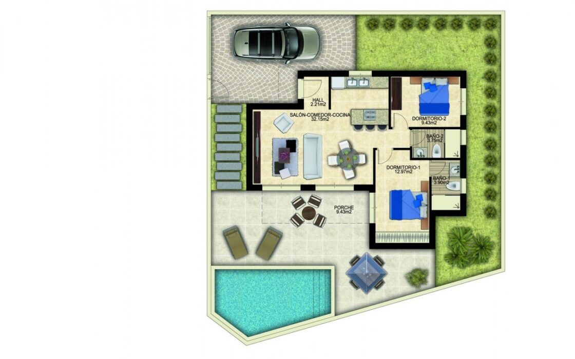 Сучасні вілли з терасою в Бенихофарі 90 кв.м