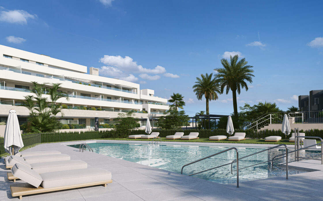 Двухспальные апартаменты с садом в Estepona 109.62 кв.м