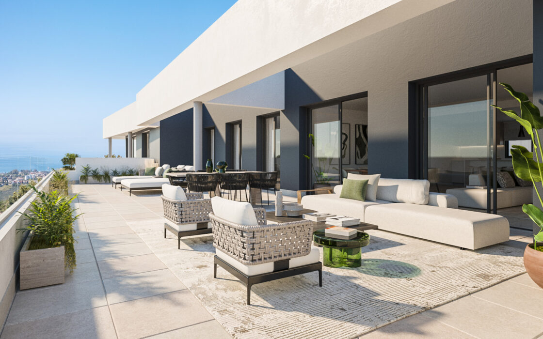 Трехкомнатные апартаменты с террасой в Марбелье 144 кв.м.