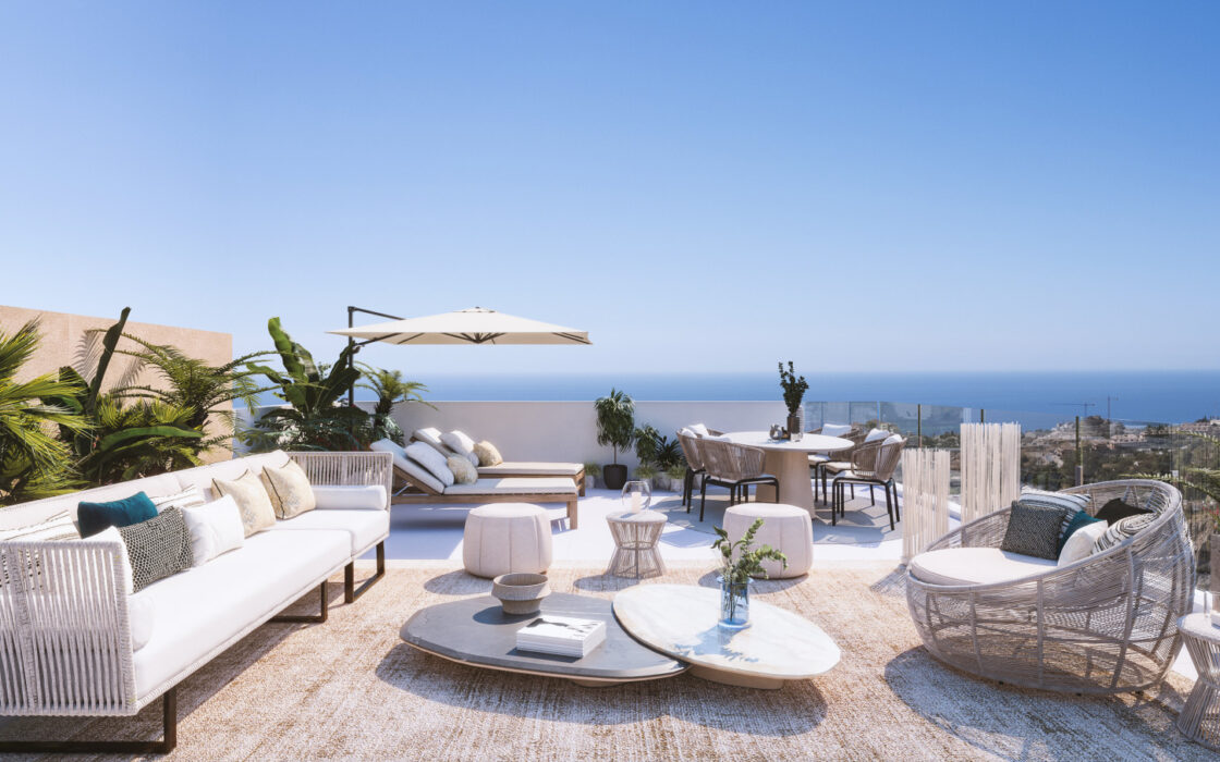 Двухкомнатные апартаменты с террасой в Бенальмадене 152 кв.м