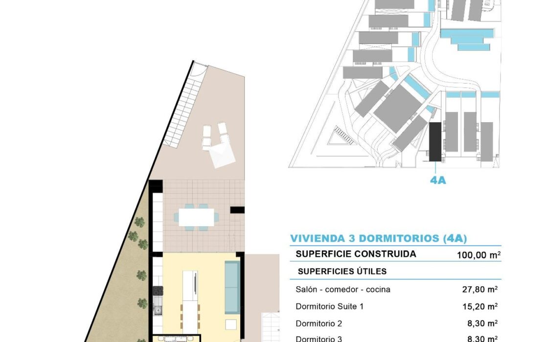 Дизайнерская квартира с террасой в Сьюдад-Кесада 80 кв.м