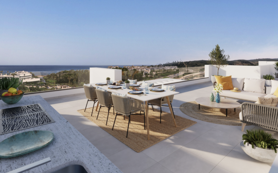 Новая квартира с террасой в Эстепоне, 2 спальни, 133 кв.м.